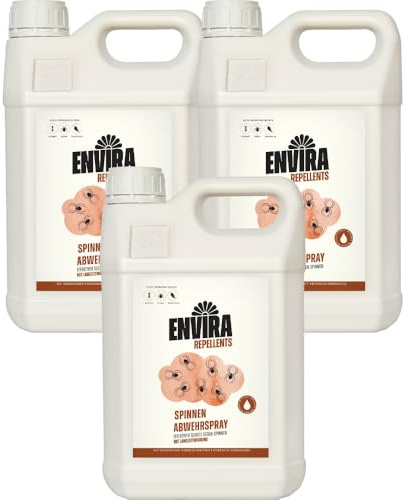 Envira Spinnenspray 3 x 5 Liter - Spray mit Langzeitwirkung gegen Spinnen, Winkelspinnen, Kreuzspinnen, Weberknecht - Effektive Spinnenabwehr
