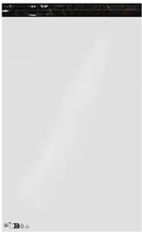 Lot de 50 Enveloppes plastique blanches opaques 450 x 550 mm, pochettes d'expédition 45x55 cm 60 microns. Enveloppe fine 32g, légère, solide, inviolable et imperméable.