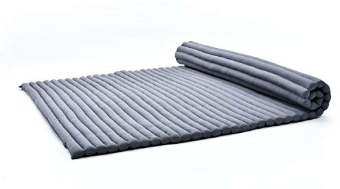 Leewadee - hopfällbar golvmadrass - japansk hopfällbar futon - hopfällbar tatamimatta - gästsäng - campingmadrass - thaimassagematta - kapokfylld -, Antracit