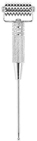 VOBOR Gesichtsroller – Akupunkturpunkte Akupressur Roller Gesichtsroller Massage Gesicht Akupunktur Roller Metall mit Akupunkturpunkte Detektorsonde for Körper und Gesichtsmassage (Farbe : Silber)