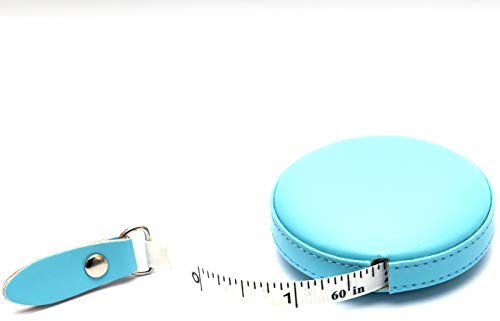 Maßband Körper Leder Versenkbares, Kleines Nähbandmaß für Schneider und Designer 1Pcs 60 Inch / 1,5 Meter Breites (Hellblau)