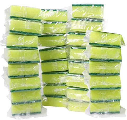 Sadocom 30 Pack Sponge Individually Wrapped, Non Scratch Scrouing Sponges for Household Cleaning, Dishes, Kitchen, Apartment, Car, Bike
