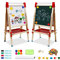 Kindertafel aus Holz mit Papierrolle Doppelseitige Whiteboard und Tafel Kinder Staffelei mit Zahlen und Anderem Zubehör für Kinder und Kleinkinder (T04)