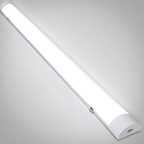Tubiaz Réglette LED Étanche 60 cm 18W 1530 lm, Tube LED IP65 Étanche, Luminaire de Plafond Connectable, Blanc Neutre, Lampe Atelier Garage Cave Bureau Cuisine Entrepôt