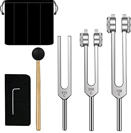 Ocnvlia Stimmgabel Set - 128 Hz, 256 Hz, 512 Hz, Stimmgabeln Perfekt für Heilung, Klangtherapie, KöRper, Geist und Seele