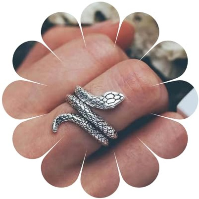 Aneneiceera Anello gotico con nocche serpente Anelli da polso in stile punk con serpente Anello d'argento vintage con cobra Spirito Serpente Halloween Animale Medusa Costume Anello per donne ragazze