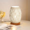 Lampe de Chevet E27, Lampe de Table avec Socle en Bois et Abat-jour en Métal Creux, Lampe de Bureau Décorative pour Chambre Bar Chambre d'enfant Restaurant, Blanc