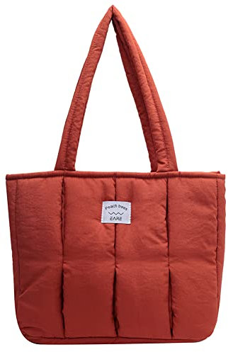 TIAASTAP Puffer Tote Bag für Damen Groß Handtasche Einfarbig Schultertasche Shopper Tasche Tote Bag mit Reißverschluss Gesteppte Tasche Stepptasche Umhängetasche für Einkaufen Reisen Arbeit