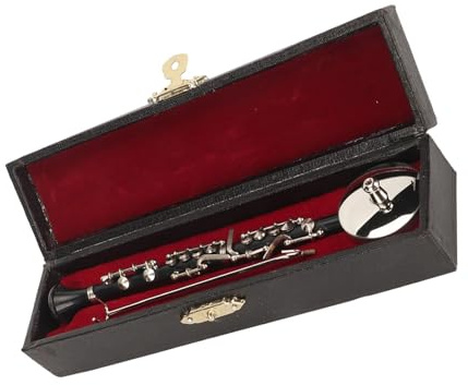 Ornements d'instruments de Musique Clarinette Miniature avec Support Et Étui, Mini Modèle D'instrument De Musique, Ornement 16cm/6.3 Pouces