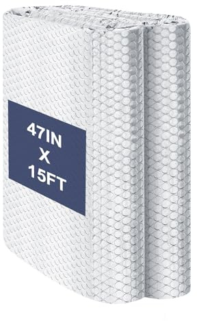 Double Reflective Bubble Foil Insulation Foam, 47IN X 15FT Aluminum Foil Thermal Insulation Radiant Barrier for Windows, Garage Door, RV, Roof