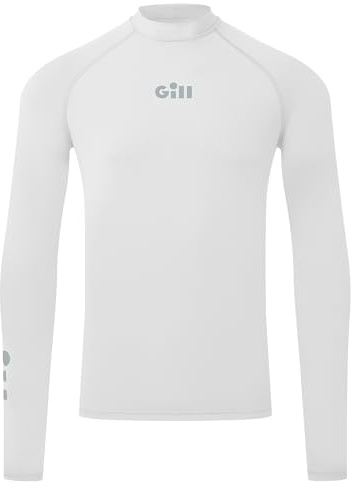 Gill Mens ZenZero Rash Guard Vest Top - Long Sleeve with 50+ UPF Sun Protection for Watersport - White - XL