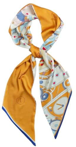 GIMIRO Sciarpa di seta in satin 148 x 13,5 cm - Cravatta a doppio strato per blazer, cappotto, abito, 148cm x 13,5cm