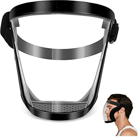 Visière intégrale transparente - Réutilisable - Anti-buée - Masque facial transparent HD réglable pour protéger les yeux et le visage