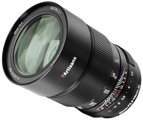 7artisans 60 mm F2.8 II Canon RF Mount Makro-Objektiv 2:1 Vergrößerung, Vollbild, manueller Fokus, Weitwinkel, professionelles Makroobjektiv (schwarz)