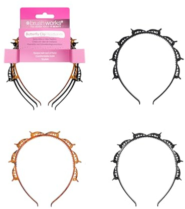 Brushworks Butterfly Clip Headbands - 3 Pack
