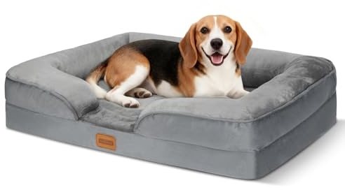 Nobleza Cama-Sofá Ortopédica para Perros Medianos, con Espuma Viscoelástica, Lavable e Impermeable, 89 * 63 * 17cm, Gris