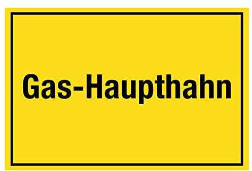 WANDKINGS Hinweisschild - Gas-Haupthahn - stabile Aluminium Verbundplatte - Wähle eine Größe - 30x20 cm