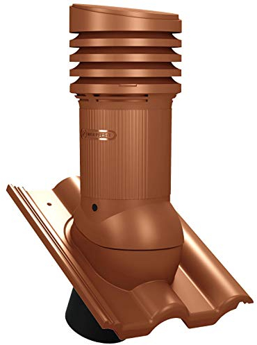 Gedämmter Entlüfterkamin EVO DN150 für Braas - Frankfurter, Benders - Mecklenburger, ProDach - Doppelrömer Dachziegel Dachlüfter (RAL 8004 - Ziegelrot)