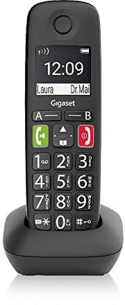 Gigaset E290HX - Telefono Portatile Aggiuntivo - Tasti Grandi - Vivavoce, Nero [Compatibile in IT, FR, NL, BE, CHE, AUT] [Senza Base]