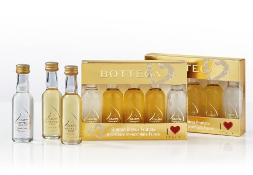 Bottega Mignonettes Grappe - 2 Grappa Sandro 38% 30ml & 3 Grappa Sandro Fumé 38% 30ml