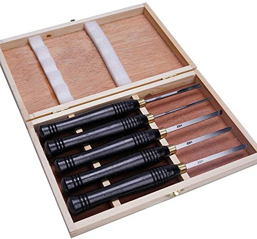 Drechseleisen-Set 5-Teilig Drechseln Drechselbank Holz Drechselwerkzeug Schnitzwerkzeuge Drechseleisen Drehmeißel Set Mit Holzgriff in Holzbox