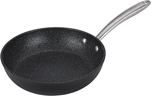 Prestige Scratch Guard Non Stick Frying Pan 25cm - Suitable as Induction Frying Pan, Scratch Resistant, Easy Cleaning Ceramic Exterior with Steel Base, Oven & Dishwasher Safe Cookware, Black