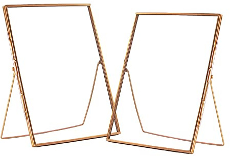 Nicola Spring Metal Photo Frames - Fits Photo Size 8 x 10 (20 x 25cm) - Pack of 2 - Rose Gold Picture Frame Portrait Orientation Freestanding Square Certificate Display Poster Case