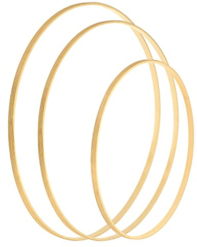 PATIKIL 12/14/16 Inch Wooden Bamboo Floral Hoop, 3Pcs in 1 Set Craft Rings for DIY Wedding Wreath Decor Dream Catcher