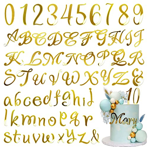 Acrylic Alphanumeric Cake Decoration DIY Cupcake Decoration A-Z Alphanumeric Mirror 0-9 Cake Decoration Pick Personalized Letters Anniversary Wedding Baby Shower Party Supplies