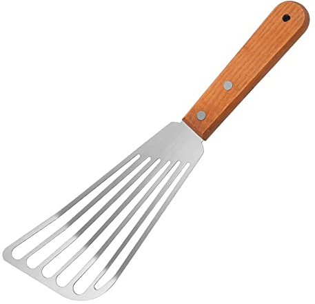 Fish Spatula Stainless Steel Fish Turner Stainless Steel Slotted Turner Professional Fish Spatula for Cooking Fish Egg Meat Dumpling Frying (1, Silver)
