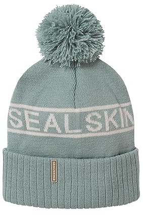 SEALSKINZ | Heacham | Waterproof Cold Weather Icon Unisex Bobble Beanie Hat | Winter Sports Accessories | Fleece Lined | Essential for Skiing Blue