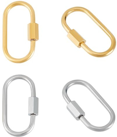UNICRAFTALE 4 Stk 2 Farben Ovale Schraub Karabinerverschluss 304 Edelstahl Karabinerverschluss 26mm Metall Schlüsselanhänger Clip Haken Verschluss Für Schmuckherstellung Handtaschen DIY Zubehör