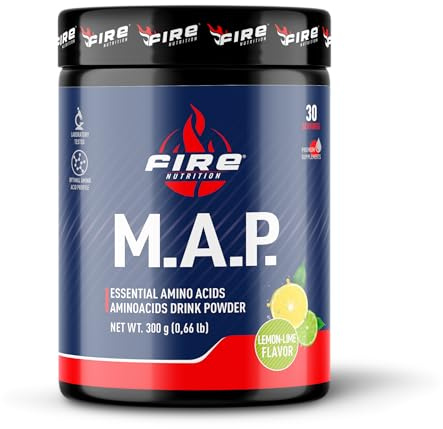 Fire Nutrition M.A.P. Essential Amino Acids 300 GR Limon - Aminoacidos Esenciales - Sin Azucar - Acelera la Recuperación Muscular