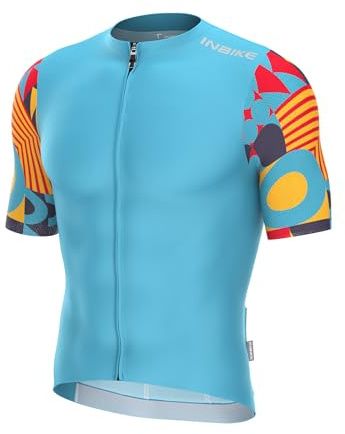 INBIKE Maglia Ciclismo Estiva Uomo Maglia MTB con Maniche Corte Traspirante Asciugatura Rapida Assorbente dal Sudore Magliette Mountain Bike（Blu,S）