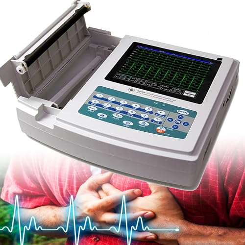 GBHJJ Monitor ECG PortáTil, Monitor ECG PortáTil de 12 Derivaciones, Registra Formas de Onda de Forma Manual o AutomáTica, para el Cuidado de Signos Vitales, para Fines MéDicos
