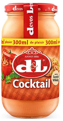 D&L Cocktail Sauce - 1x 300ml Glas - mild cremiger Cocktail Dip von Devos & Lemmens, Soße mit Scotch Whisky, zu Döner, Baguettes, Wraps, Shrimps und Krabben, Fleisch- und Fischgerichten
