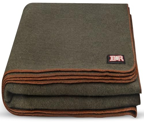 Military Wool Blanket - 80% Wool, Washable, Perfect for Outdoors, Camping, Picnic, Travel, Car & Bushcraft Emergency Blanket, 96 x 66, 5 lbs. - Olive Drab Green - Twin