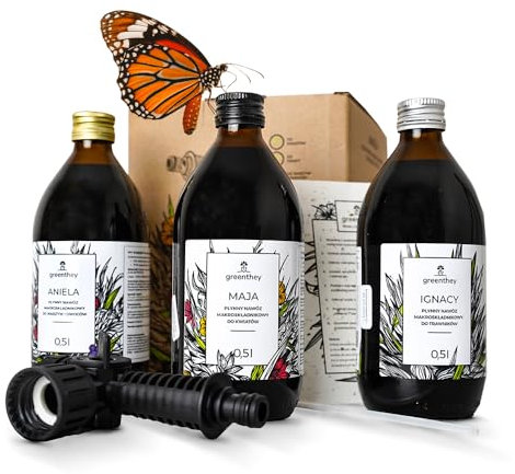 Greenthey Kit Engrais Liquide avec embout Pulvérisateur 3 x 500 ml - Pour légumes et fruits | Gazon | Fleurs – Organique