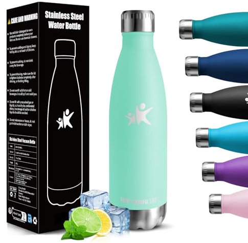 HoneyHolly Botella Termica - 500ML - Botella agua Acero Inoxidable, Termo con pared Doble Aislamient, de Fugas, Cantimplora Termica para Niños, Deportiva, Gym - Conserva 12 Horas Caliente, 24 frio