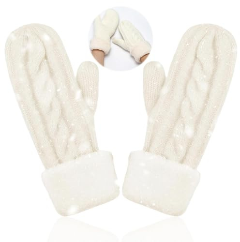 FENGCHUANG Manoplas de Punto de Invierno para Damas, Manoplas de Lana de Invierno, Guantes Mujer Invierno Suave y Cómodo, Deportes, Snowboard, Conducción de Motocicletas