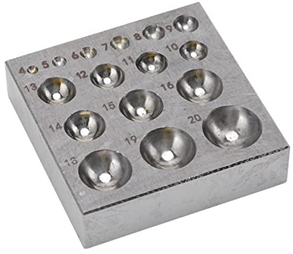 Professionellt stål Dapping Block Doming Die Tool Set för smyckesframställning med 16 storlekar polerade 45 stål Anvilhåldiameter