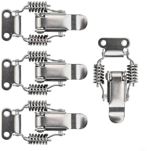 Lot de 4 loquets à bascule à ressort en acier inoxydable avec double verrouillage à ressort pour une fixation sûre et fiable sur divers articles (S)