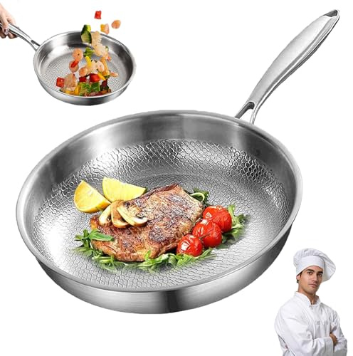 Drbrrly 2026 Upgraded Titanium Frying Pan, Titanium Pan for Kitchen and Camping, Scratch-Resistant and Non-Stick, PTFE and PFOA Free, Suitable for All Types of Stoves (Without lid, 22cm)