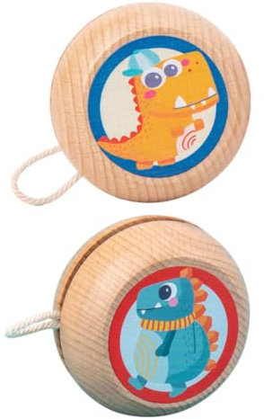 Kisangel Giocattolo Yo-Yo in Legno per 2 Pezzi Giocattolo Educativo da Dito Design Cartone Animato Sicuro e Durevole per Gioco All’Aperto e Sviluppo Coordinazione Occhio-Mano