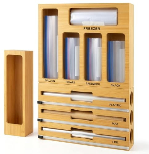 9-in-1 Cling Film Dispenser Cutter 40cm Foil Organizer | 9-in-1 kitchen organizer with cutter for cling film, aluminium foil and wax paper rolls up to 40cm