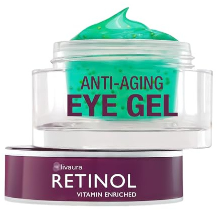 LIVAURA Retinol Vitamin A Eye Gel – Anti-Wrinkle Treatment Minimizes Signs of Aging, Dark Circles Around Eyes – Extra Boost of Retinol From Micro-Beads Restores Tone & Elasticity to Eye Area