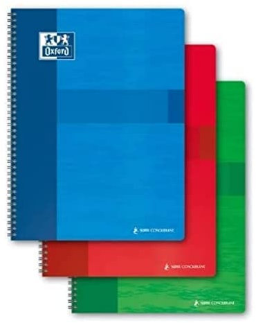 OXFORD - 1 Cahier Broché 24x32cm, petits carreaux 5x5, 192pages, coloris assortis
