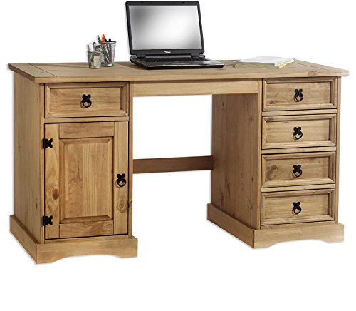 IDIMEX Schreibtisch Tequila im Landhausstil Computertisch Mexiko Möbel, Kiefer massiv gebeizt/gewachst
