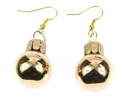 Miniblings Julgranskula örhängen julgranskula jul gyllene – handgjorda modesmycken I örhängen guldpläterade, 50mm, Glas