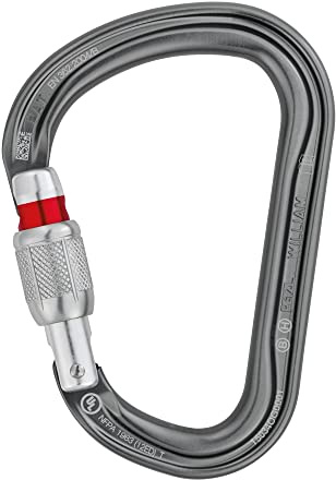 Petzl William Carabiner - Large, Pear-Shaped Locking Carabiner for Belay Stations and Belaying on a Munter Hitch - Screw-Lock